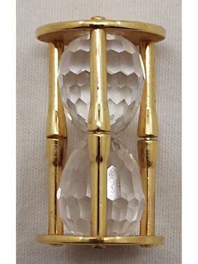 Swarovski Crystal Hourglass Gold Tone Frame Mini Sand Timer Austria